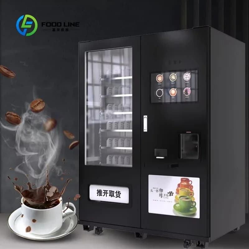 Custom Combo Vending Machine, Snack Bottle Drink & Bean Cup Coffee Vending Machine, SDK Function Hot Cold Drinks