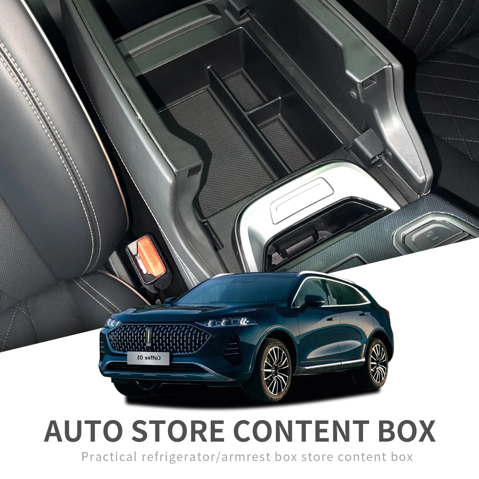 Smabee per WEY Coffee 01 Scatola portaoggetti per bracciolo centrale per auto Vassoio per console centrale Contenitore per organizer Accessori interni Riordino