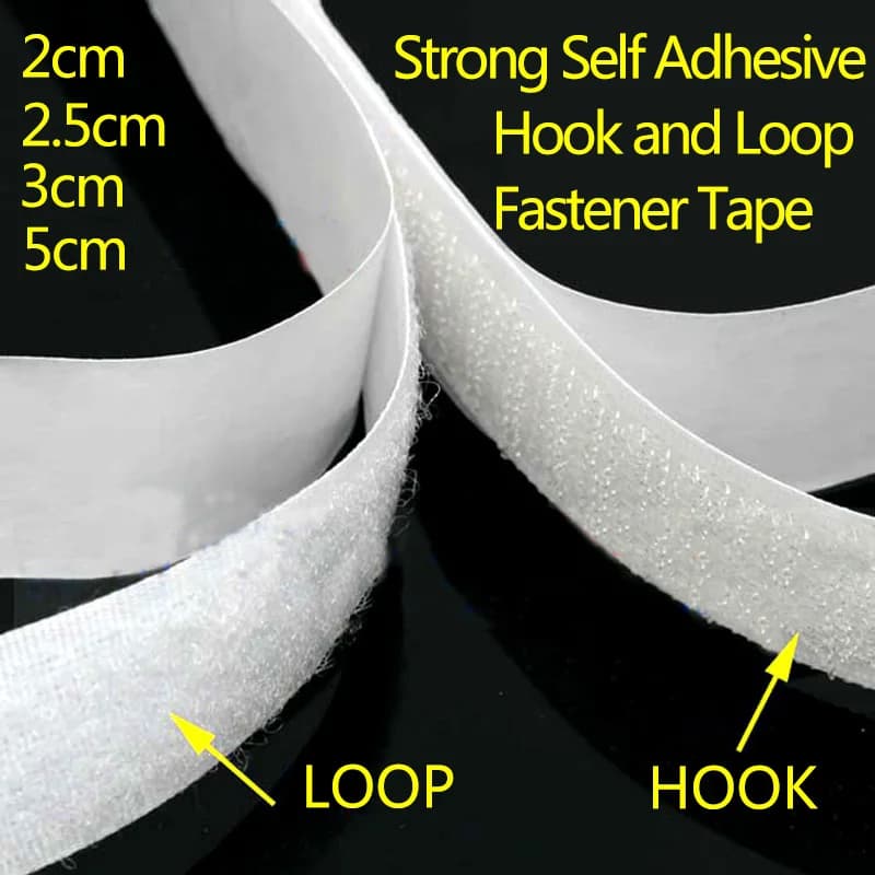 Heavy Duty Self Adhesive Hook and Loop Tape, Nylon Sticky Back White Velcros Fastener for DIY Craft, Home Organizing, Car Cable