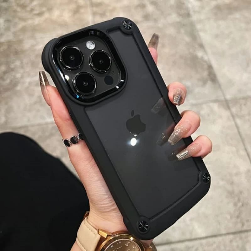 Custodia antiurto resistente e robusta di lusso per iPhone 16 15 14 13 12 11 Pro Max 16Plus Paraurti in silicone Cover posteriore rigida trasparente
