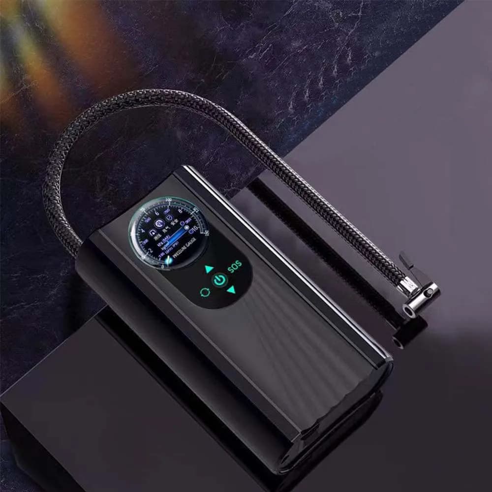 Compressore d'Aria Portatile Ricaricabile con Rilevamento Preciso della Pressione, Ricarica Rapida, Sistema di Raffreddamento Triplo per Auto e Moto