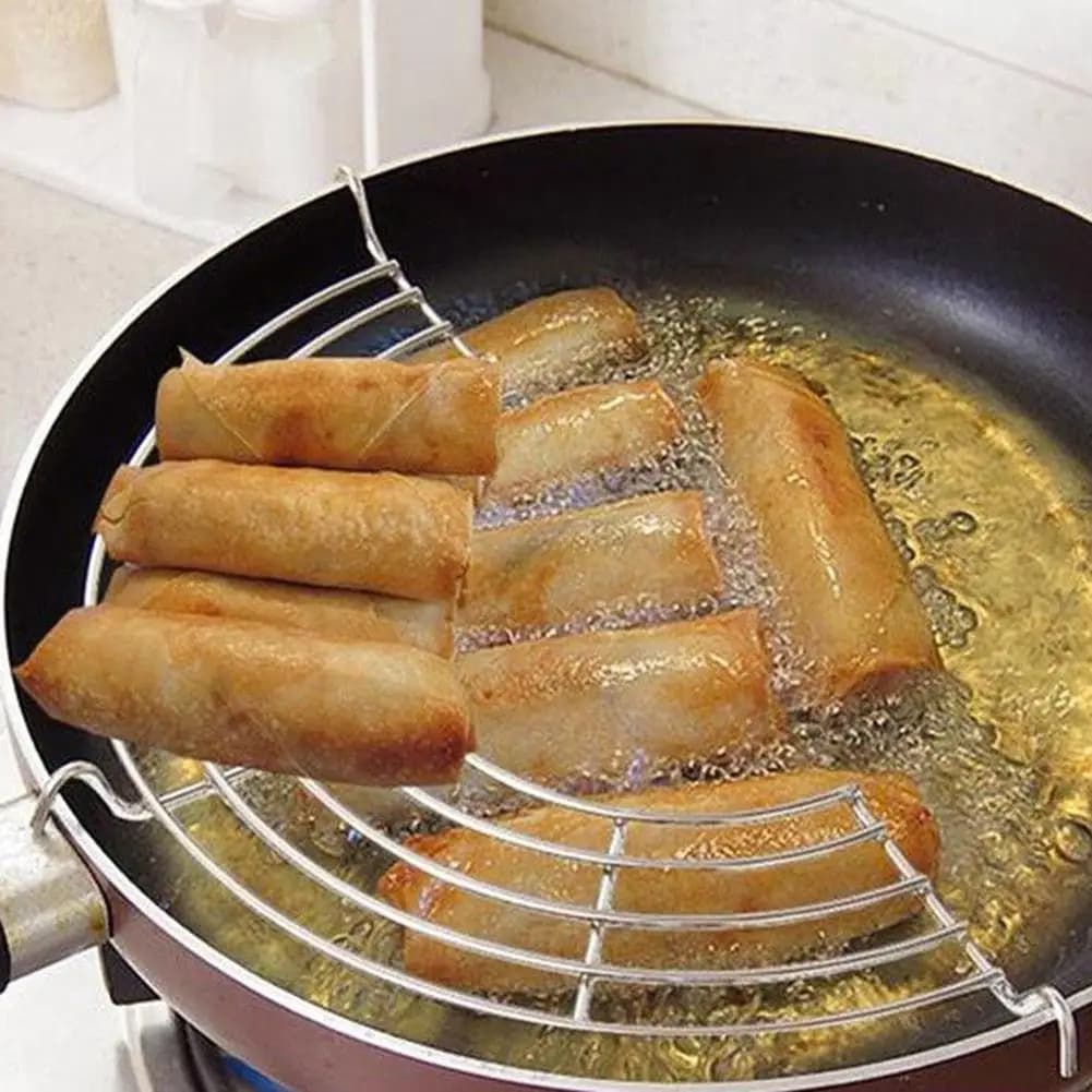 Durable and anti-rust, stainless steel, semicircular, for pan, heat-resistant, for oil discharge, for shelves