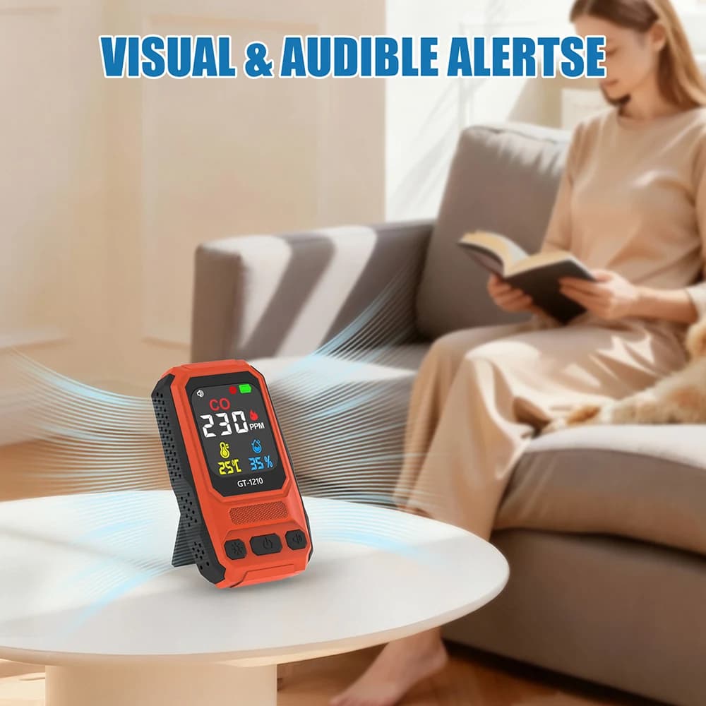 3-in-1 Carbon Monoxide Detector Temperature and Humidity Detector CO Range 0-999 PPM Gas Leak Detector Air Quality Detector