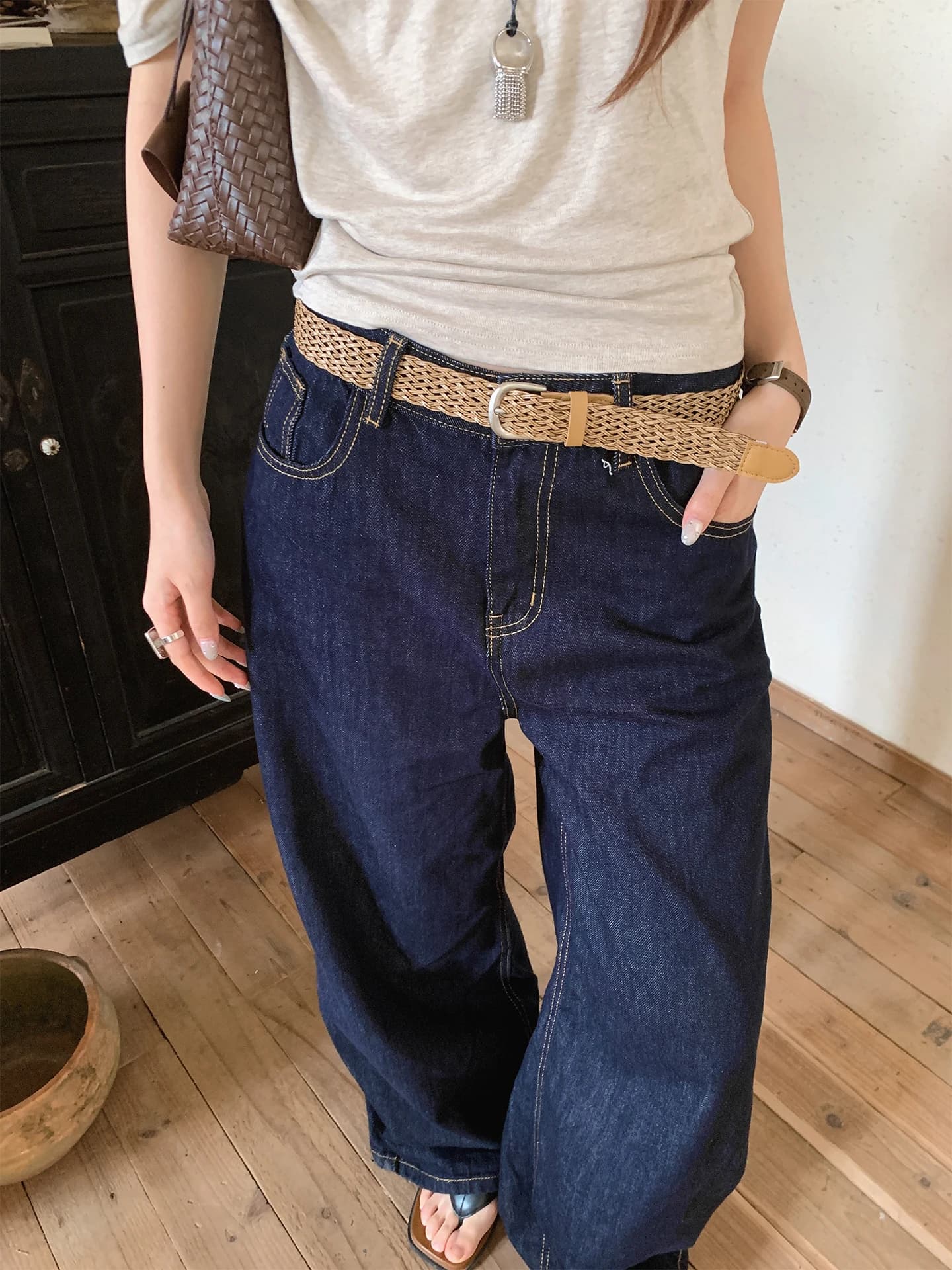 High-End Old Money Style Hand-Woven Belt Women's Designer Accessory No-Punch Leather Belt For Jeans