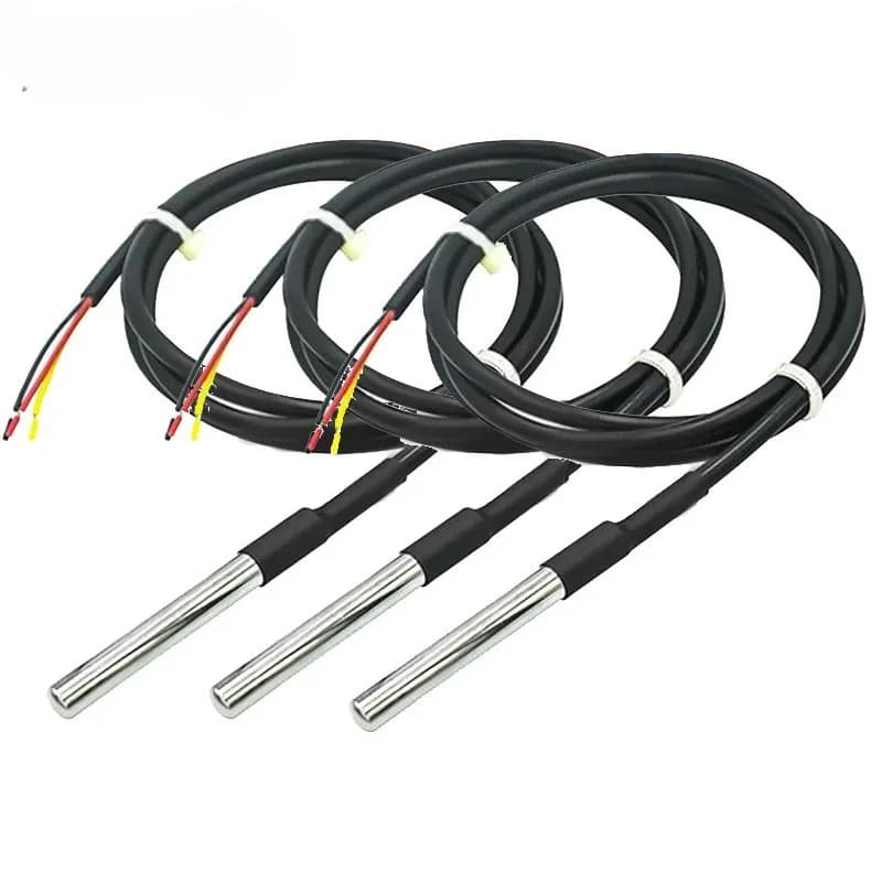 1PCS DS18B20 Temperature Sensor Waterproof Stainless Steel Round 1M/2M/3M Digital Cable 18B20 Arduino Sensor
