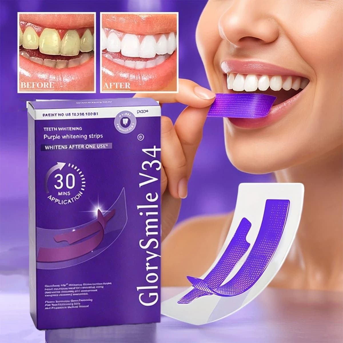 Coloring strips for teeth, Suitable for sensitive teeth, 7/14 Whitening strips for packaging, Whitening strips, Sicure for enamel