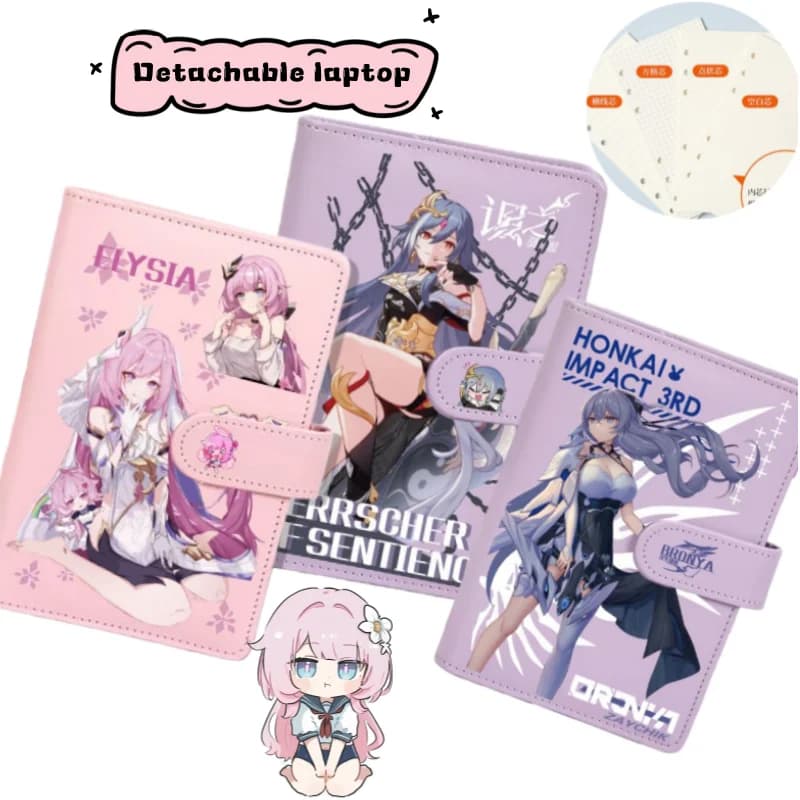 Nuovo quaderno per studenti carino con personaggio dei cartoni animati a tema del gioco Honkai Impact Elysia, pianificatore creativo staccabile, commercio all'ingrosso di cancelleria