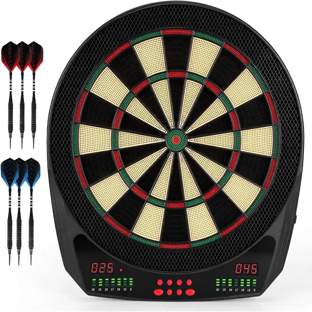 Tavola da Freccette Elettronica Personalizzabile, 35 Giochi, 580 Varianti, Set Freccette Elettriche con Punta Morbida, Digitale per Adulti, 6 Freccette, 100 Punte Morbide
