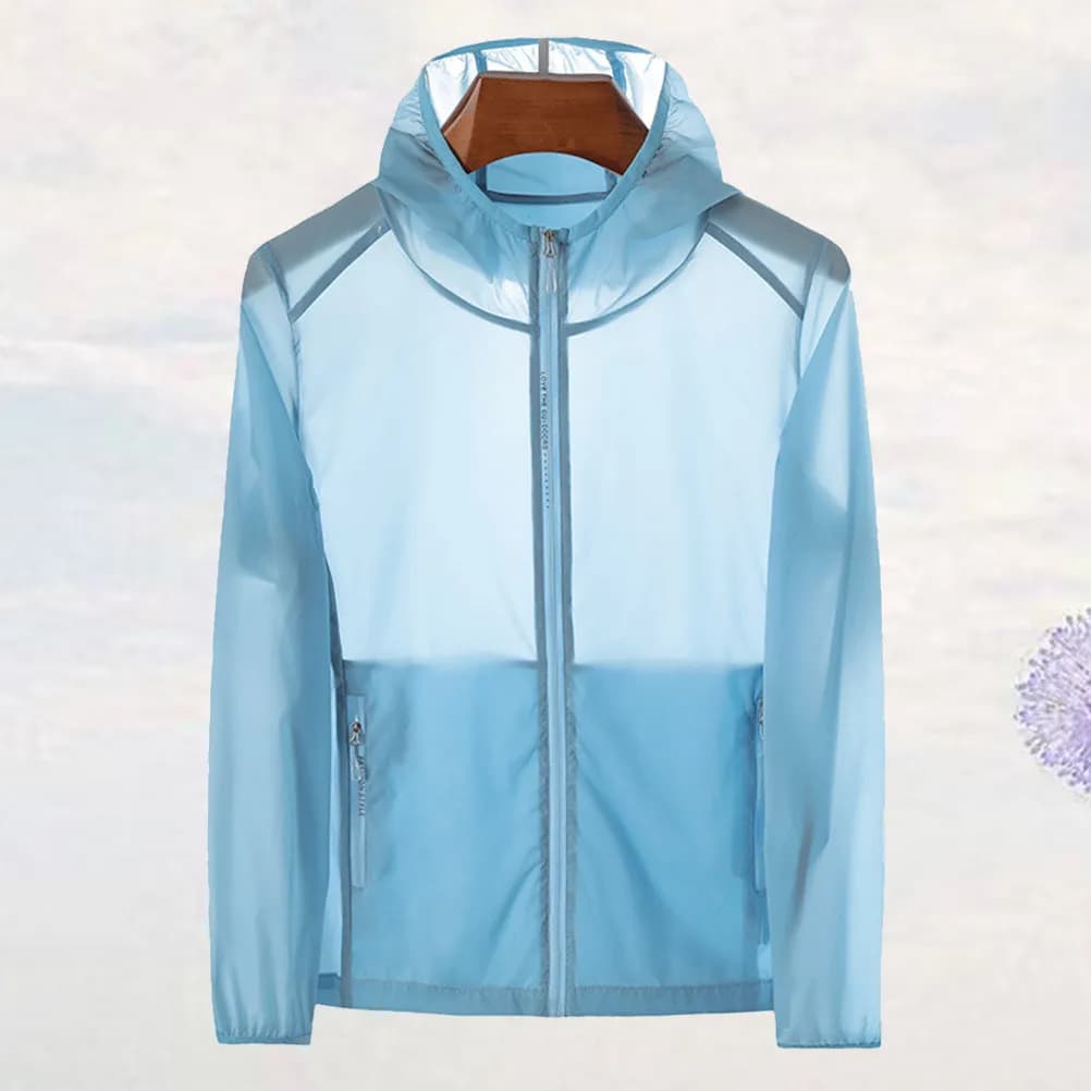 Giacca Impermeabile Blu da Uomo 6XL, Protezione Solare Traspirante, Abbigliamento Leggero Anti-UV per Campeggio