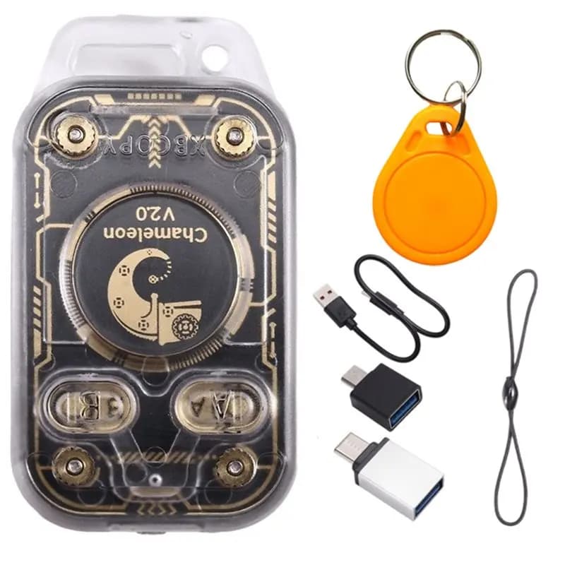 【RICOMANDATO】Emulatore Lettore di Chip RFID Smart + 1XUID Portachiavi Duplicatore NFC Chameleon V2.0 125K 13.56Mhz Decodifica Carte Chameleon