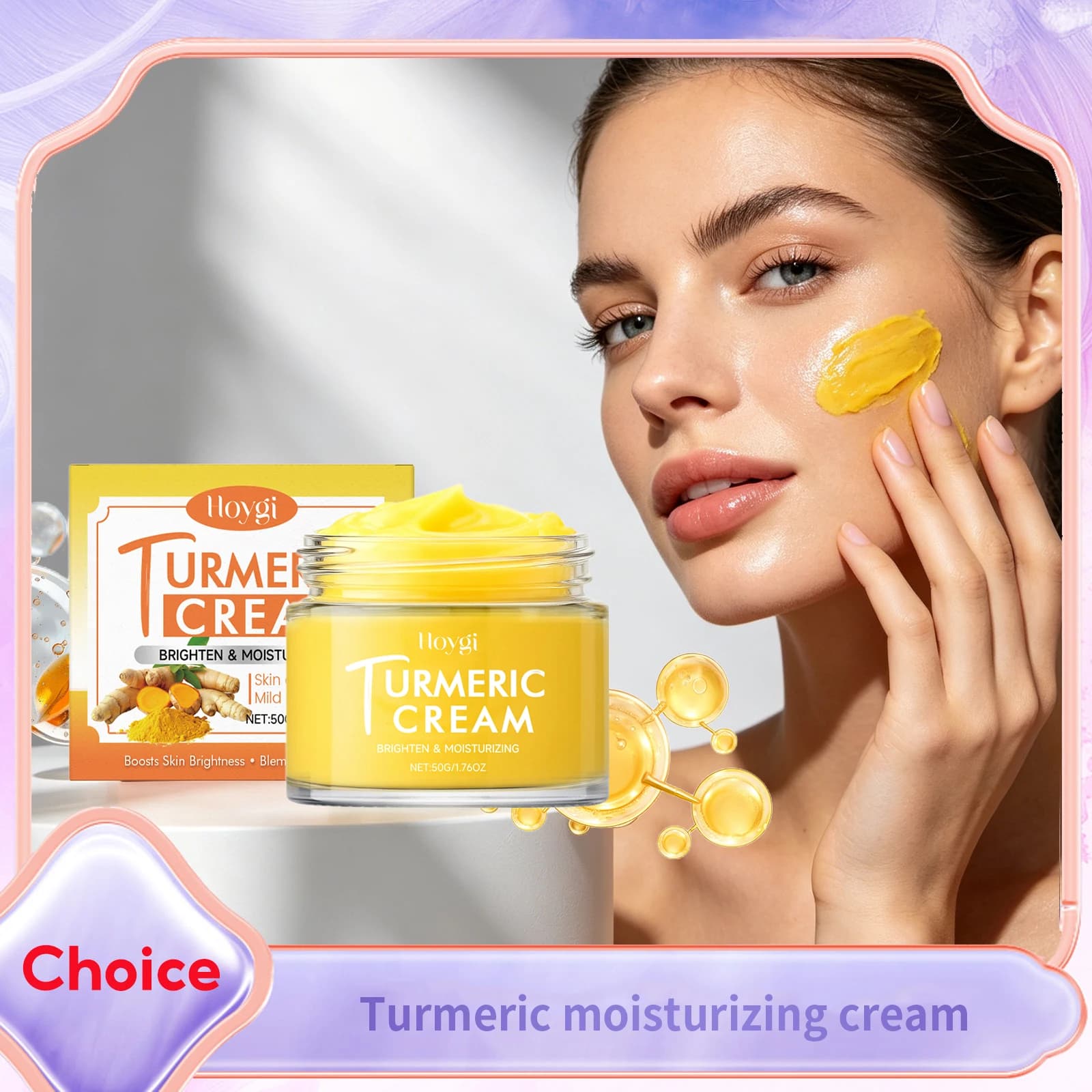 Turmeric Brightening Cream Lightening Lifting Fade Dark Spots Remove Acne Reduce Dullness Moisturizing Vitamin C Facial Cream