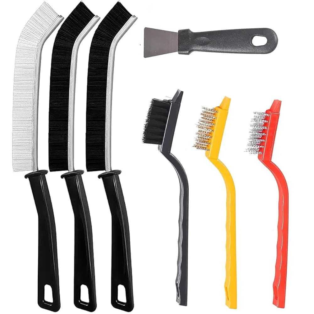 Set di 7 Spazzole per Pulizia Fessure, Spazzola Multifunzionale, Spazzola per WC, Utilizzabile in Angoli Stretti e Spazi Ristretti, Resistente