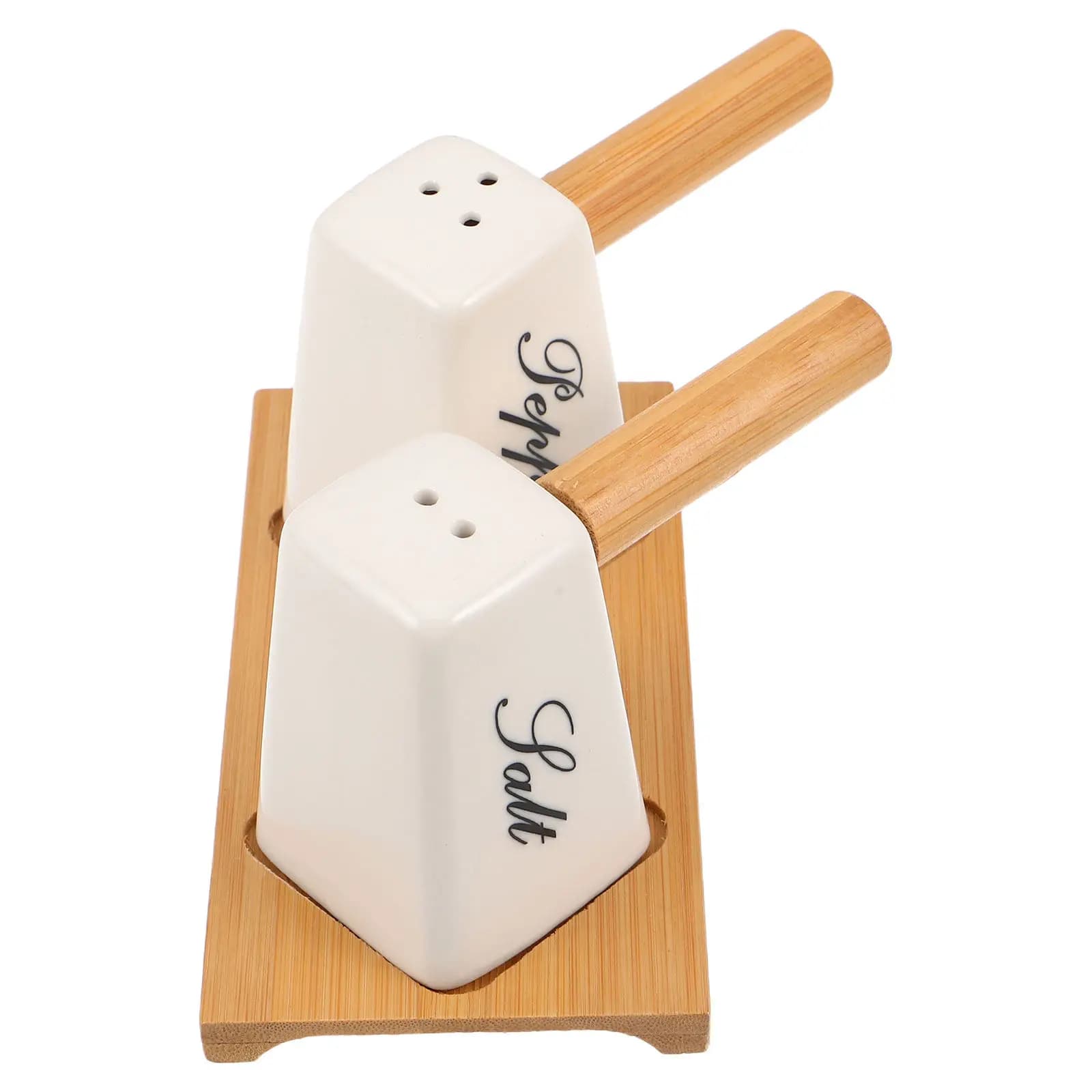 Set di 1 Contenitore in Ceramica per Sale e Pepe da 85ml, Ricaricabile, con Vassoio, per Spezie e Condimenti, per Cucina e Bancone