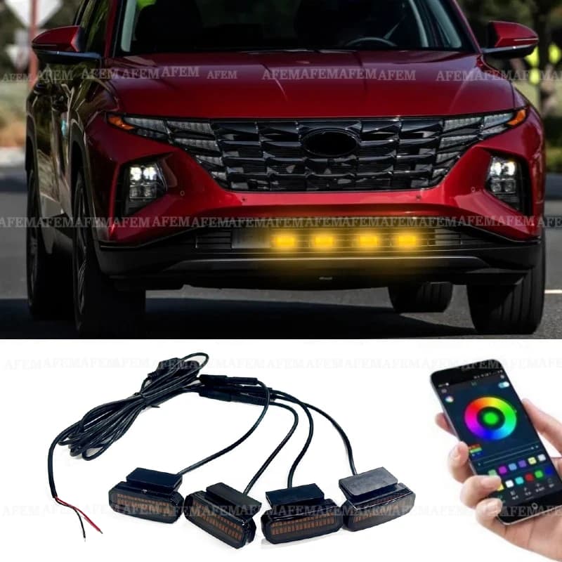 LED Front Grille Light For Hyundai Tucson Wheel Eyebrow Lamp Car Daytime Running Light 12V