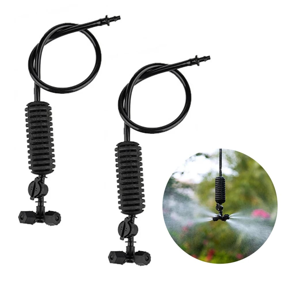 10 Set di Sistemi di Irrigazione a Goccia con Spruzzatore, Ugello Nebulizzatore a Croce da 6mm, Tubo da 50cm 4/7mm per Irrigazione Giardino, Raffreddamento e Rimozione Polvere