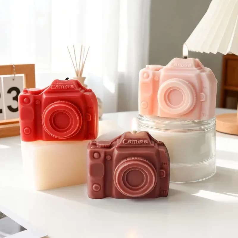 2 Pezzi Stampo in Silicone a Forma di Fotocamera per Candele Aromatiche Fatte a Mano, Stampi in Gesso e Resina per Decorazioni Domestiche e Creazioni Artigianali