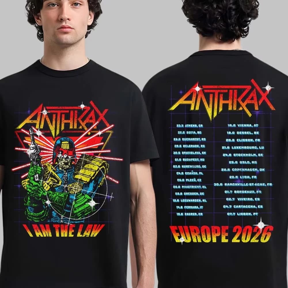 Anthrax Europe 2026 Tour Merch I Am The Law Cyber Judge New T Shirt 100%Cotton Unisex Men‘s Women's T-Shirts Y2k Fans Casual Tee