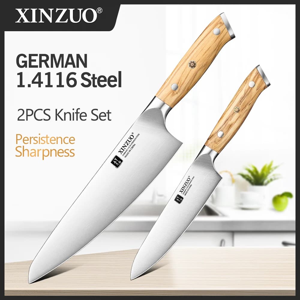 XINZUO 2 Piece Set Kitchen Knife Set German Imported Steel Stainless Steel Utility Knife+Chef Knife Professional Grade Knives