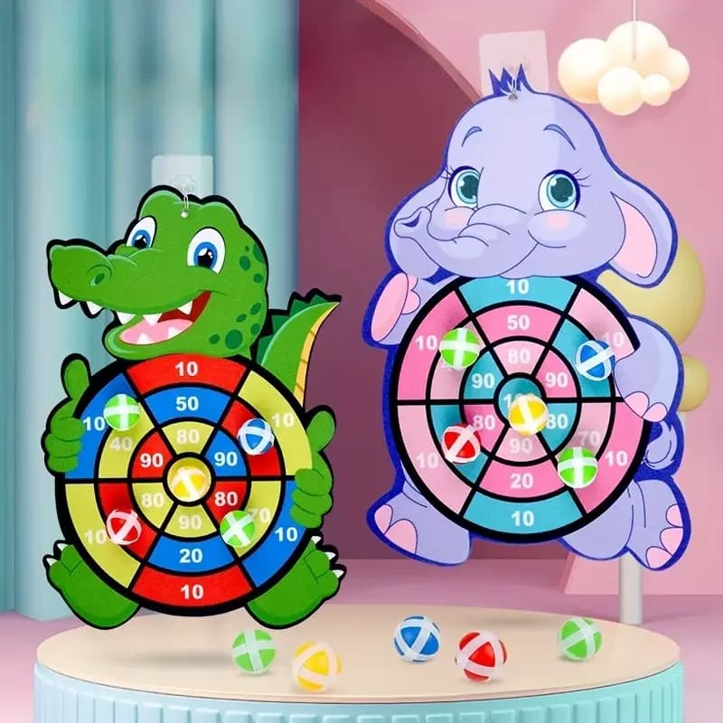 Educational Games Dartboard Toys Sticky Ball Darts Indoor/Outdoor Sports Children Montessori Games 3 to 12 Years Old Four Patter