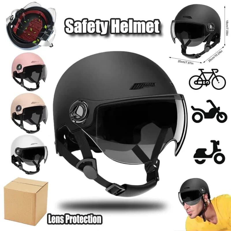 Bicycle Safety Helmet Half Bike Helmet for Adults Lightweight Certificate 3C for Men and Women with Protection Glasses