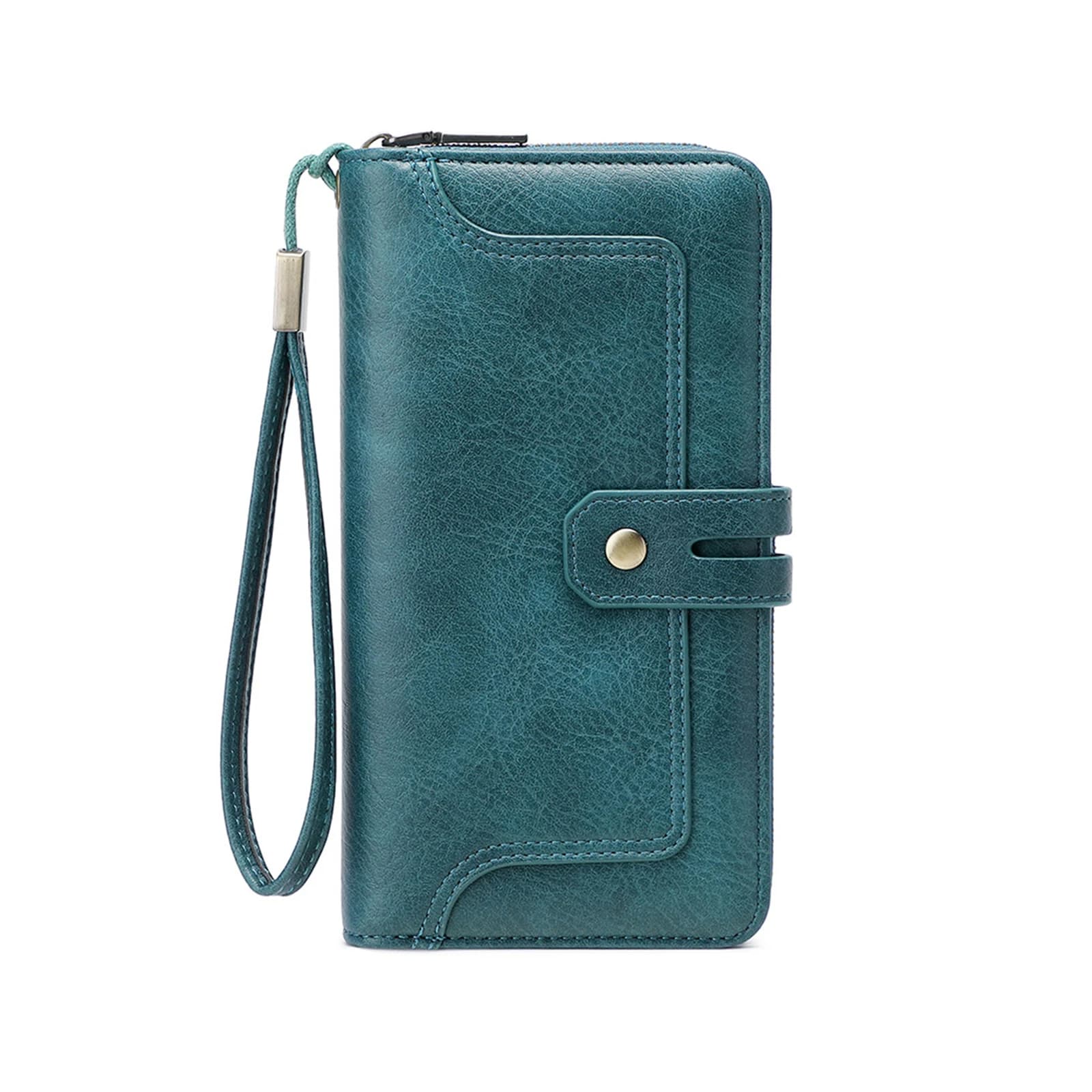 Portafoglio da donna in pelle PU con blocco RFID, chiusura a bottone e porta carte portatile per maggiore sicurezza ed eleganza
