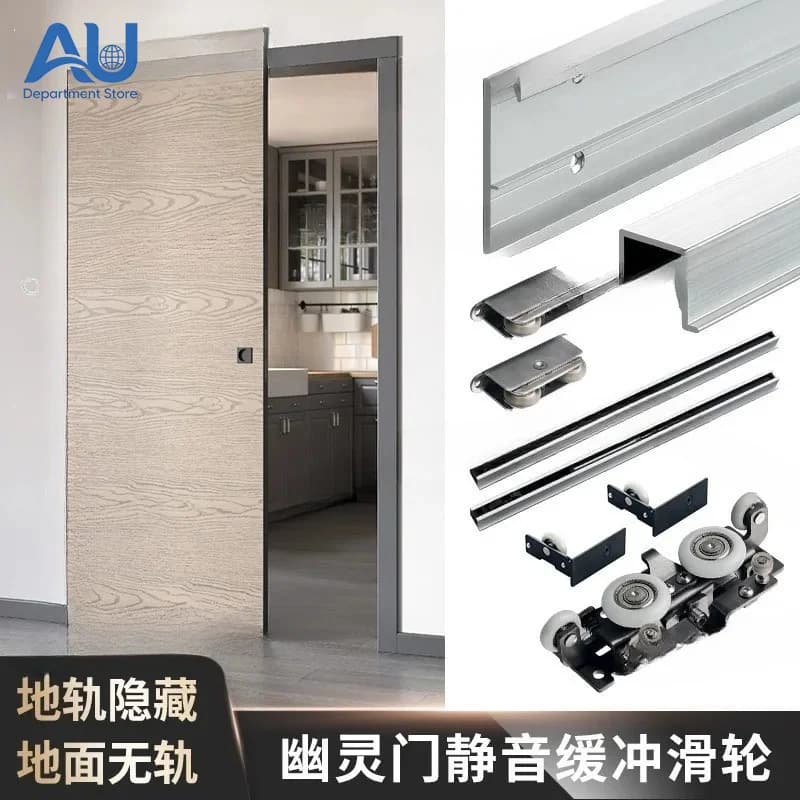 Hidden Shock Absorber Roller for Door with Aluminum Frame - No Binary Hardware for Bathroom and Kitchen - Fluid Scoring System