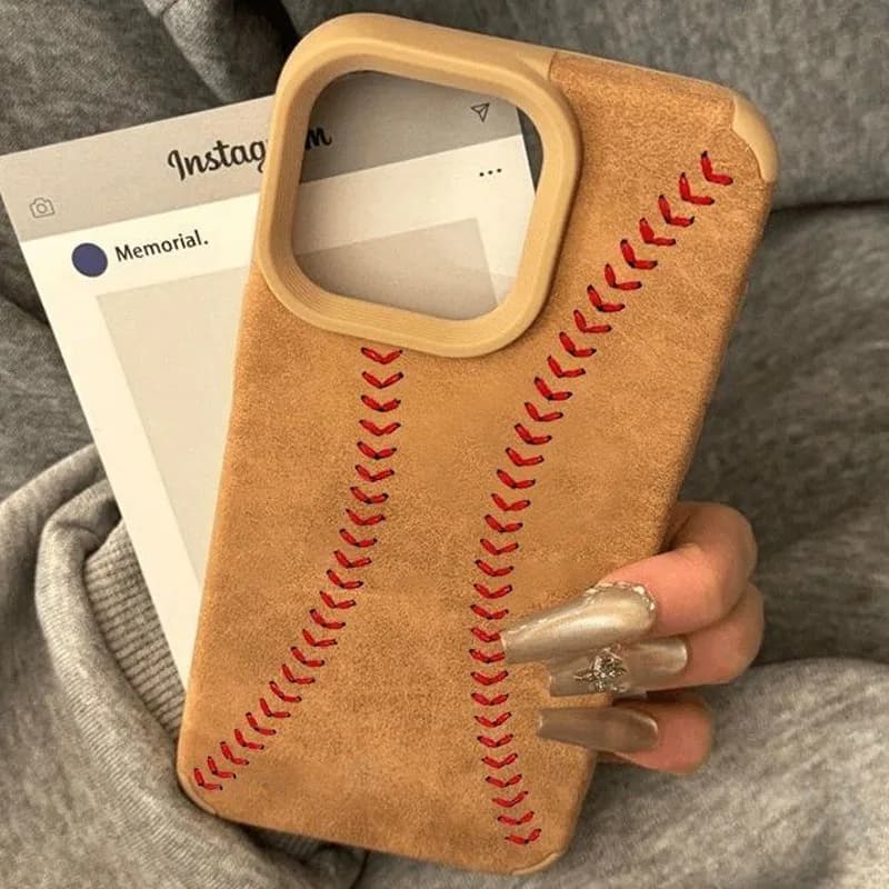 Custodia per telefono in pelle rigenerata a strisce da baseball per iPhone 17 16 Pro Max 15 14 Plus 13 12 11 XS X XR 17 Air 16 Cover paraurti antiurto