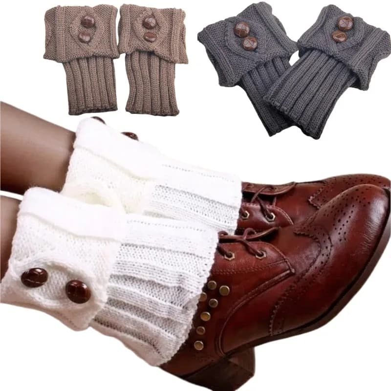 Autumn Winter Women's New Short Rombo Flip 2 Bottoni Lana Socks Maid Maid Socks Boot Fashion Scaldamuscoli