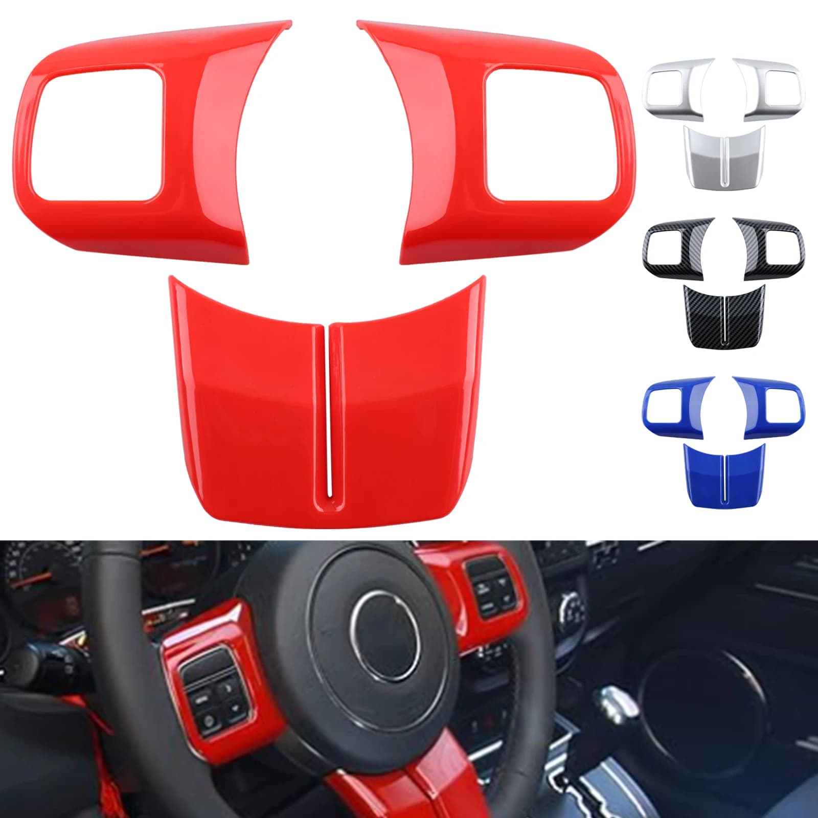 3 pieces of decorative coating for cover in ABS for Jeep Wrangler JK Unlimited Patriot Compass and Grand Cherokee 2011-2017