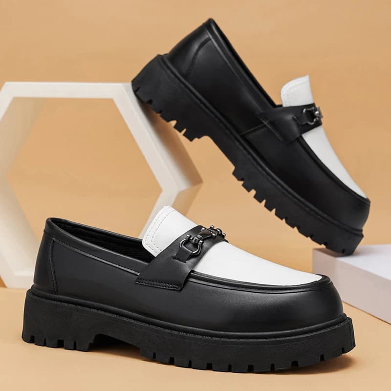 Scarpe da uomo in pelle stile britannico, design classico, scarpe casual da uomo, mocassini comodi con plateau, slip-on, taglia grande 46.
