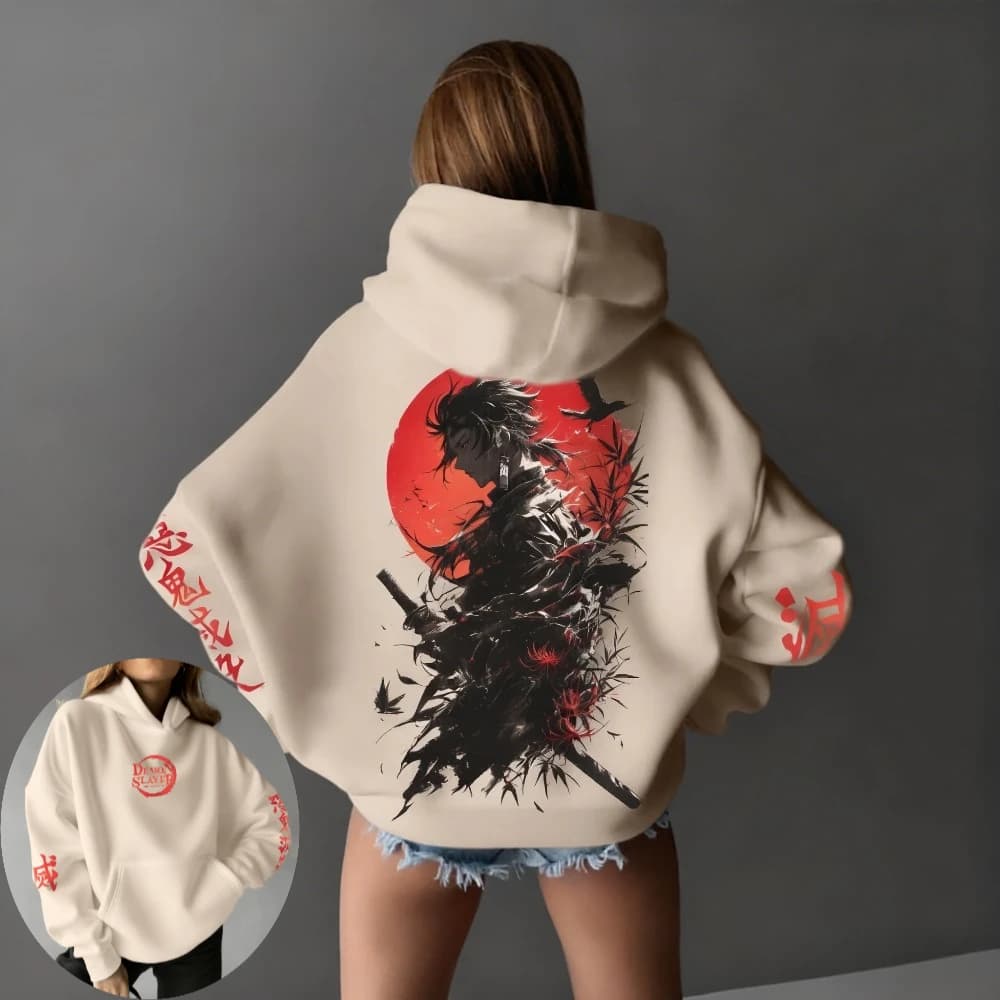 Felpa con cappuccio da uomo e da donna Demon Slayer Tanjiro Kamado Anime Primavera Autunno Inverno Ragazzo a maniche lunghe Abito genitore-figlio