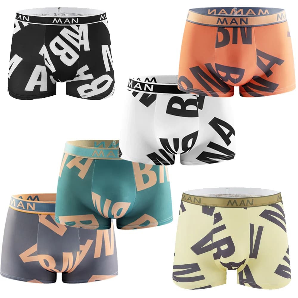 Boxer da Uomo alla Moda con Stampa Lettering, Comodi e Traspiranti