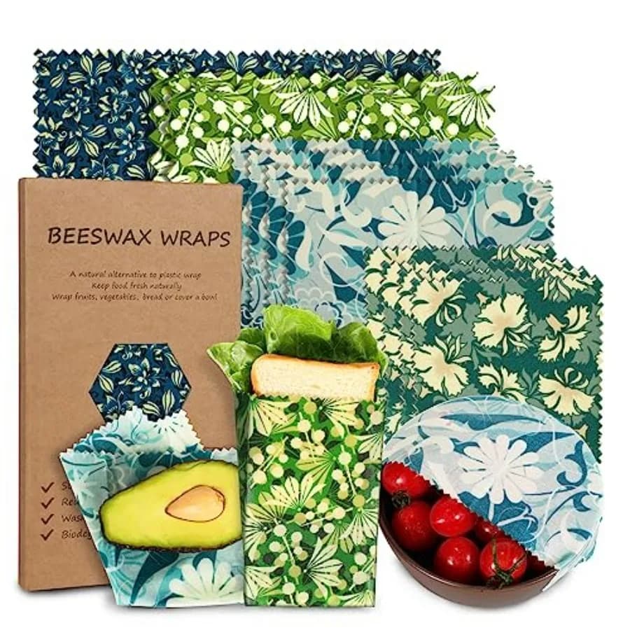 Reusable Beeswax Wrap, 11 Pack Eco-Friendly Beeswax Wraps For Food, Organic, Sustainable, Biodegradable, Zero Waste, Plastic-Fr