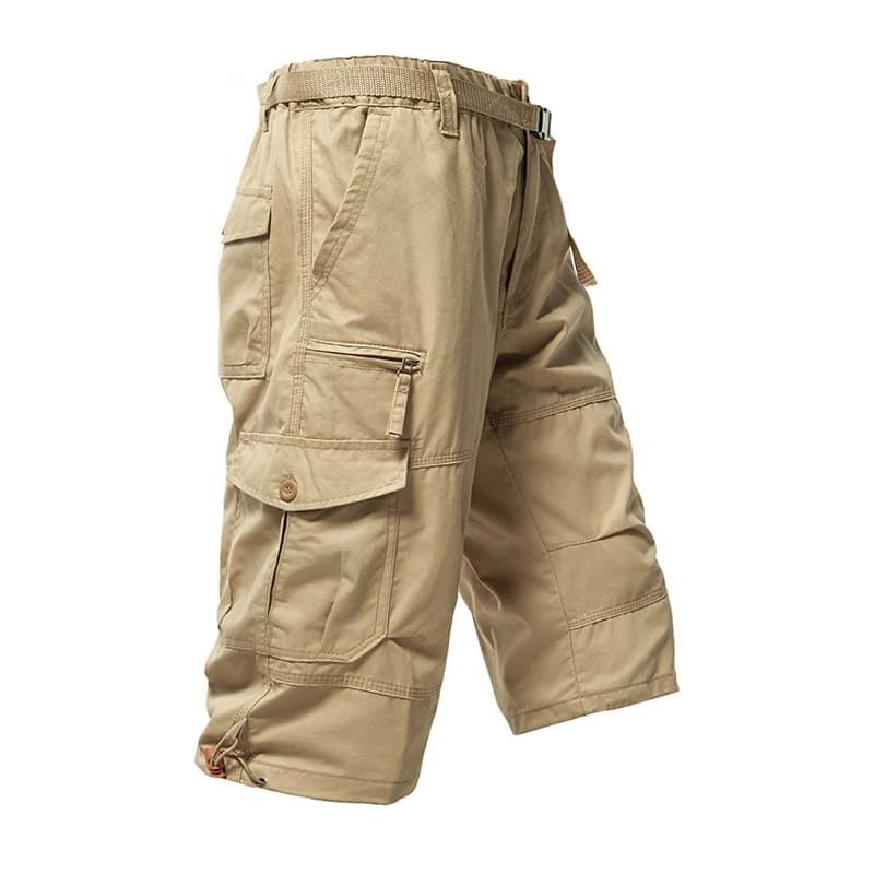 Men's Cargo Shorts 100% Cotton, Running Shorts with Elastic in Life, for Hiking and Leisure, with Belt