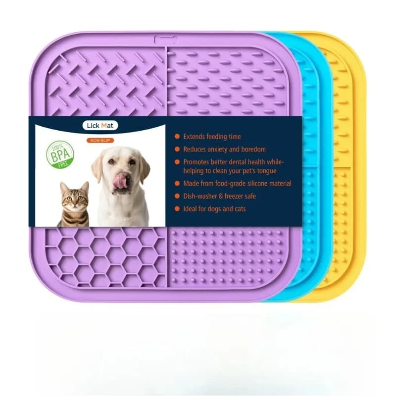 Animali domestici Tappetino per leccare in silicone per cani Gatti Piatto per cibo lento Ventose Bagno Distrazione Animali domestici Ventosa Addestramento alimentare Alimentatore Forniture