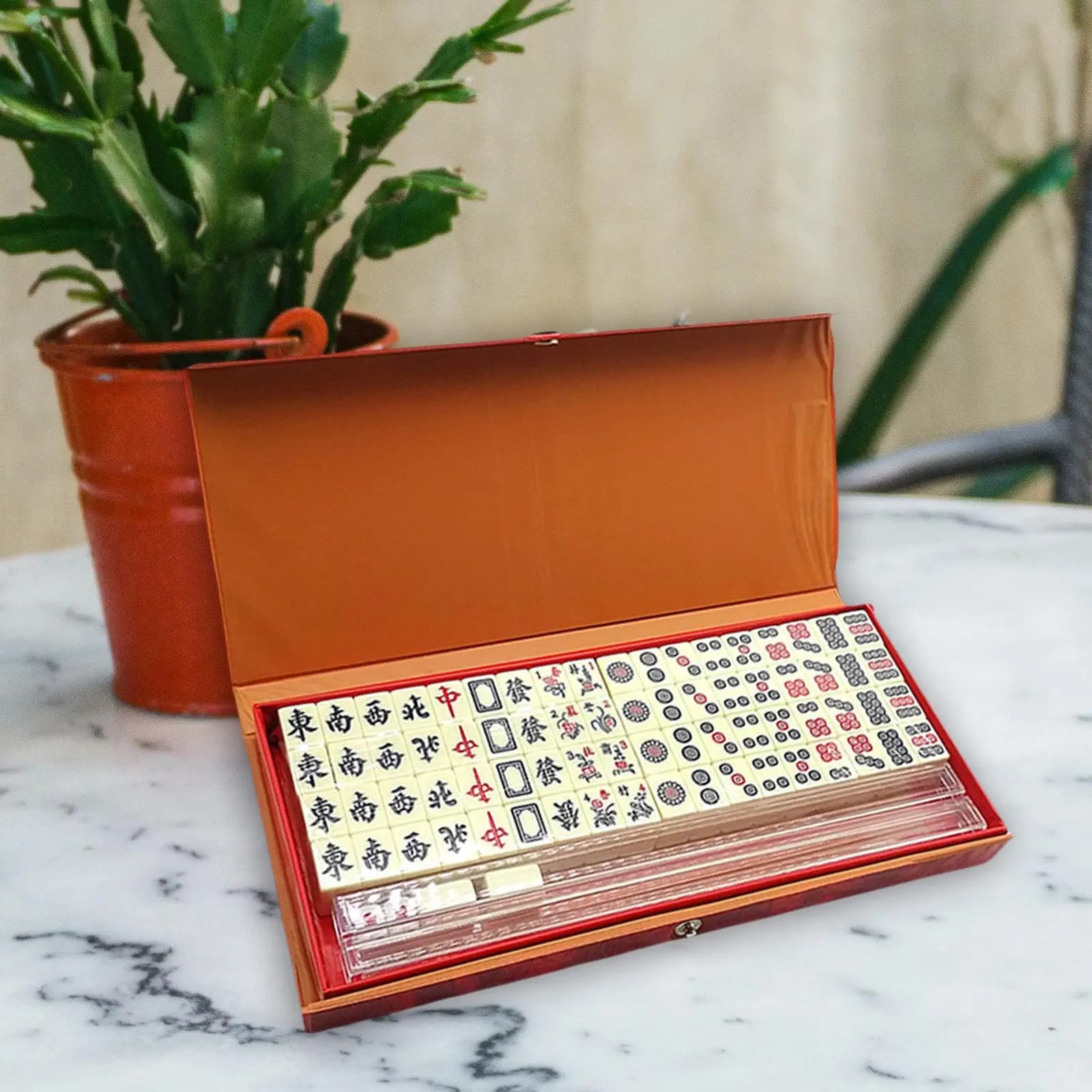 Portable Chinese Family Mahjong Travel Set Durable 146 Miniature Mahjong Tiles