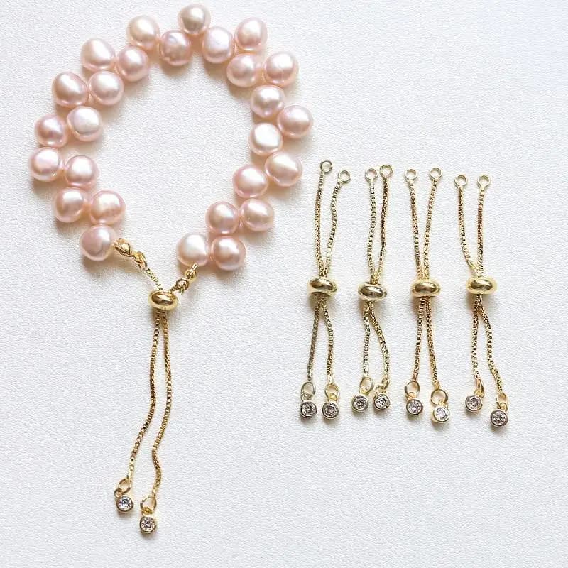 Adjustable Ring Slider Chain With Rubber Beads DIY Connector Pendants Bracelets Jewelry Making Material