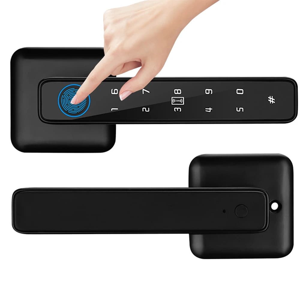 Tuya Digital Smart Door Lock Multiple Methods Handle Fingerprint Key Card Keypad Key Entry Electronic Lock Home House Apartment