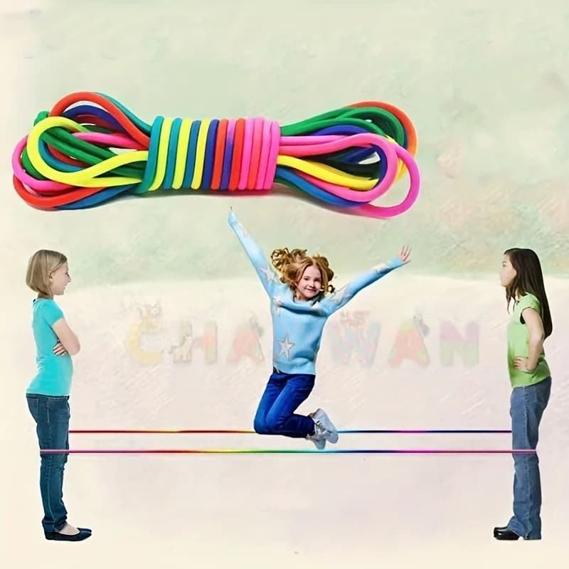 Super Elastic Rainbow Jumping Corde Strength Training Funny sports toys Set for indoors and outdoors for home Adjustable Rubber Jumping Strap