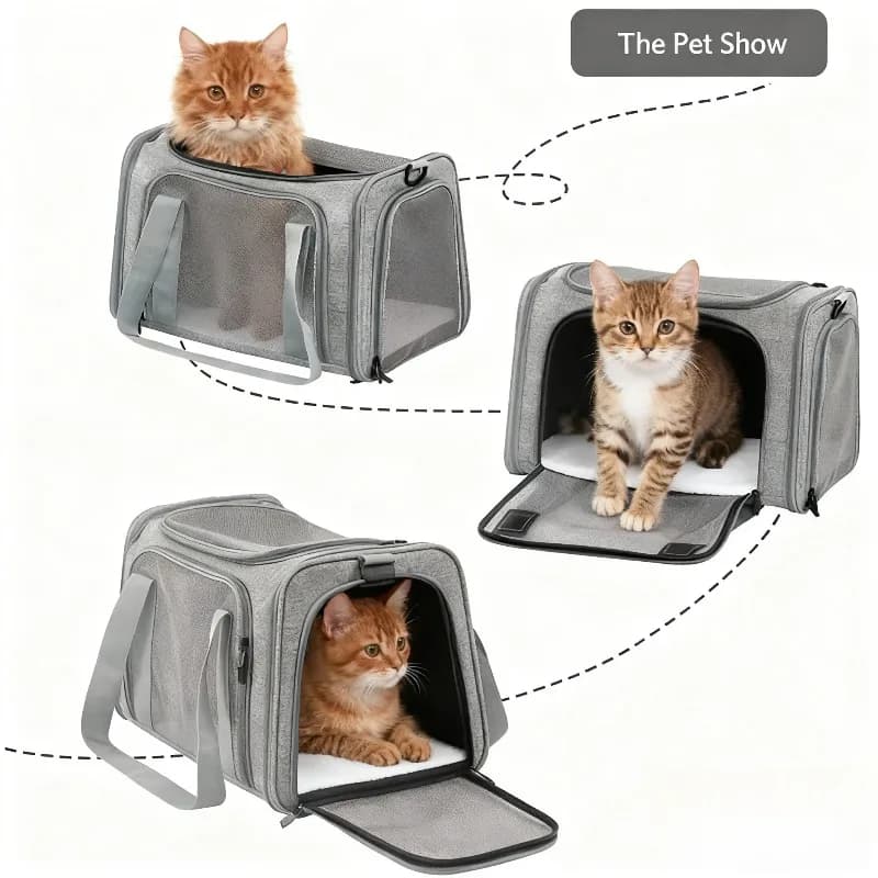Trasportino Pieghevole per Gatti, Borsa Morbida Traspirante Portatile con Maniglia, per Auto e Viaggi all'Aperto, Ideale per Visite al Veterinario