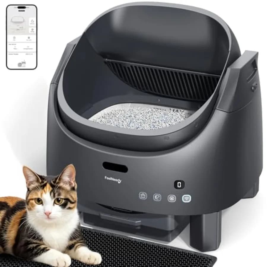 Automatic Litter Box Self Cleaning, Open-Top Smart Cat Litter Box with App Control, Odor-Free Safety Sensor Design for 1-3 Cats