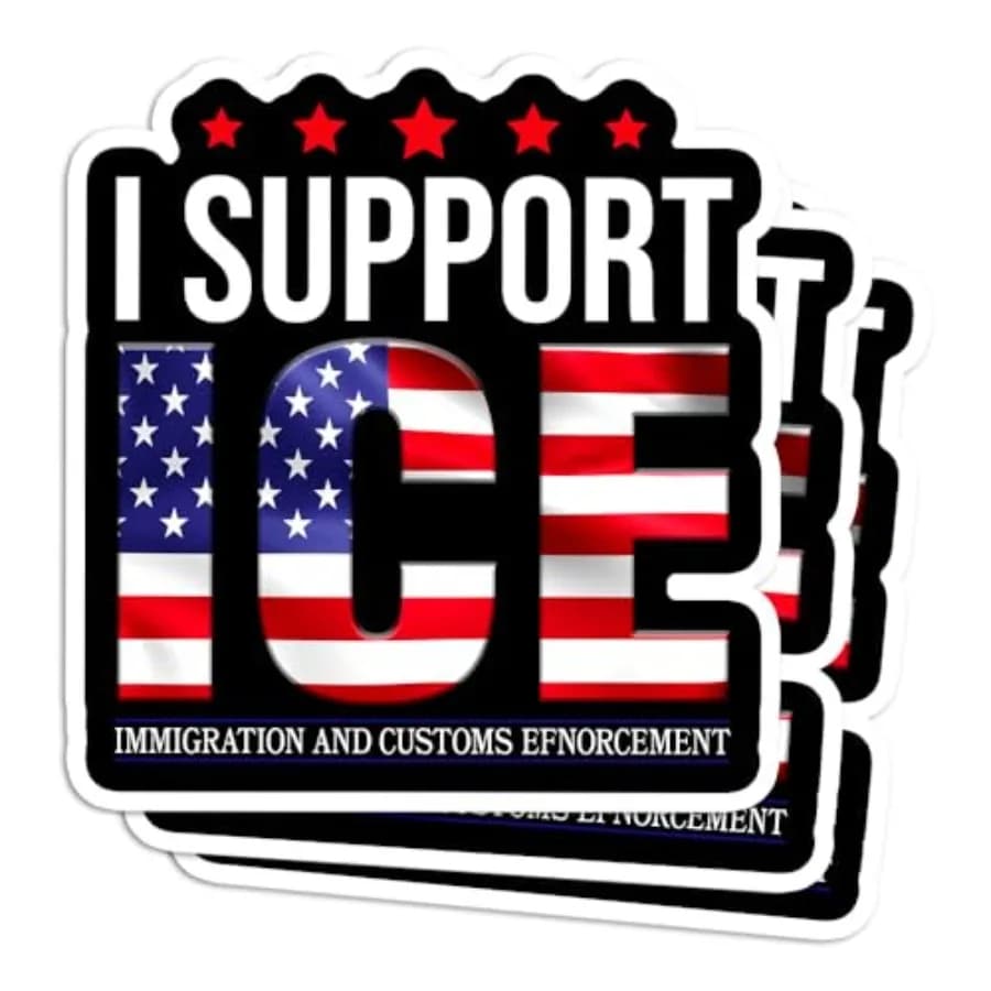 Pack of 3 3 Inches I Support ICE Officers American Flag Sticker, Us Immigration Waterproof Vinyl Stickers for Laptop Water Bott