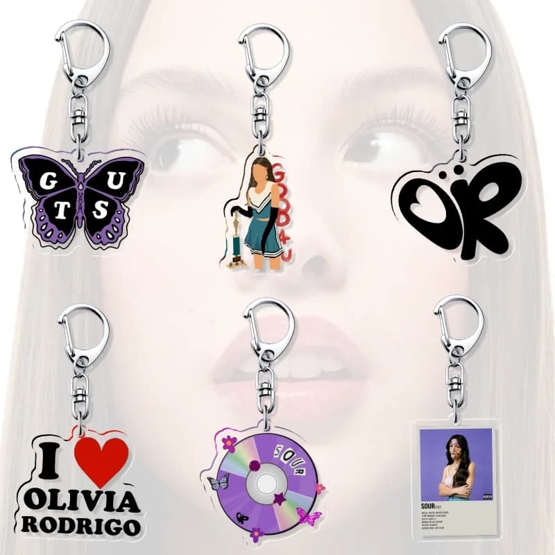 Portachiavi in Acrilico di Olivia Rodrigo, Icona Pop, Ciondolo Creativo per Borsa, Collezione per Fan dell'Album Sour Guts