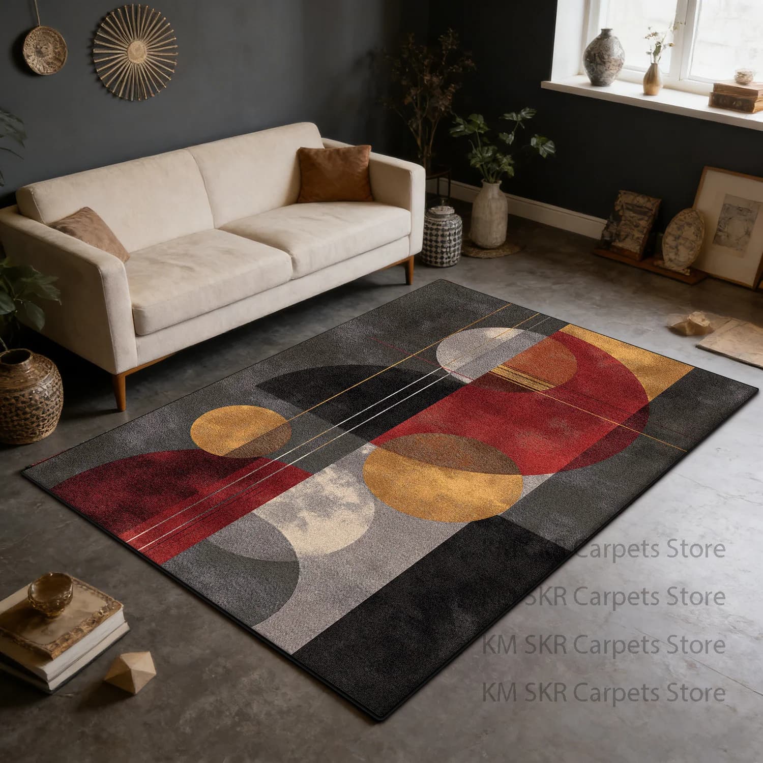 Tappeto Moderno Geometrico di Alta Gamma per Soggiorno, Lavabile, Antiscivolo, per Cucina, Decorazione Camera da Letto, Morbido e Soffice, 200×300