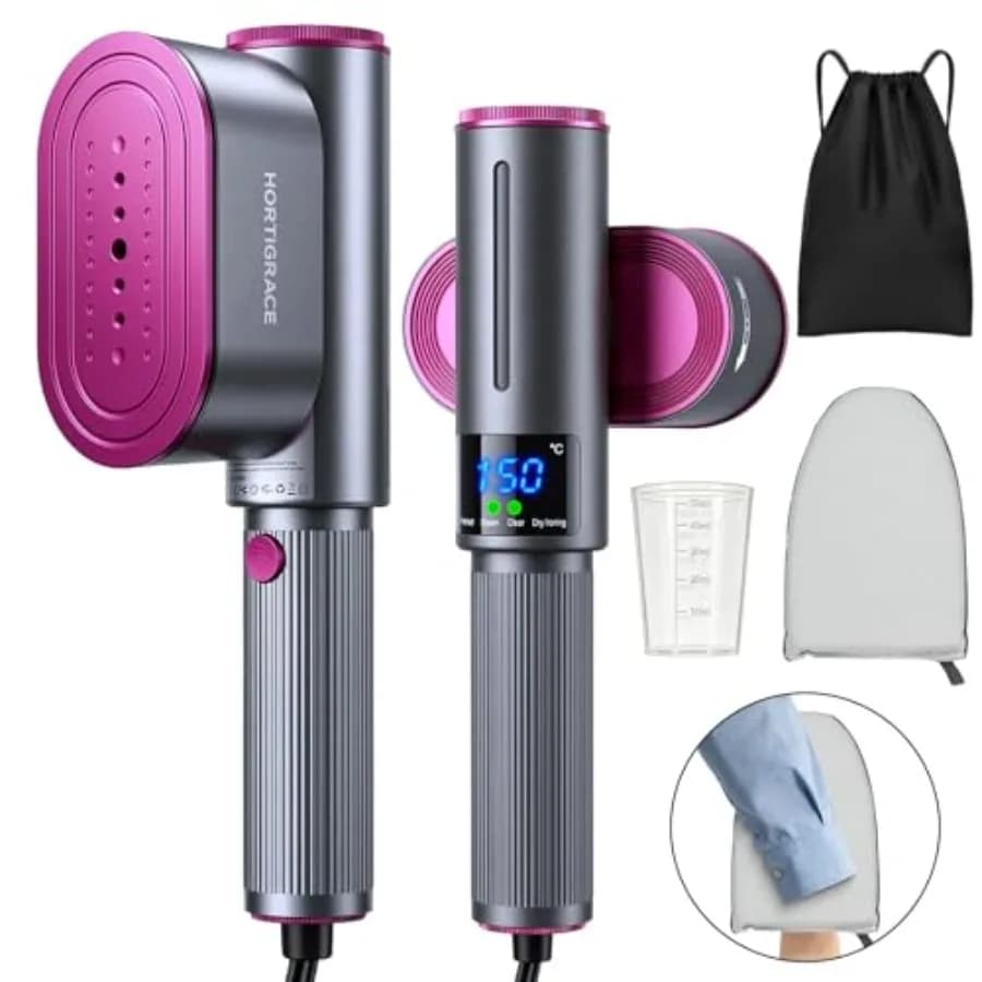 Vaporizzatore da Viaggio per Vestiti, Ferro da Stiro e Vaporizzatore 2-in-1 con Riscaldamento Rapido, Vaporizzatore Portatile da 1200W, L