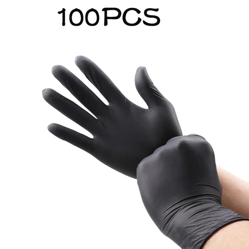 Guanti in nitrile monouso neri resistenti da 100 confezioni per lavori domestici Guanti resistenti all'olio per lavori di tatuaggio antistatici senza lattice in PVC