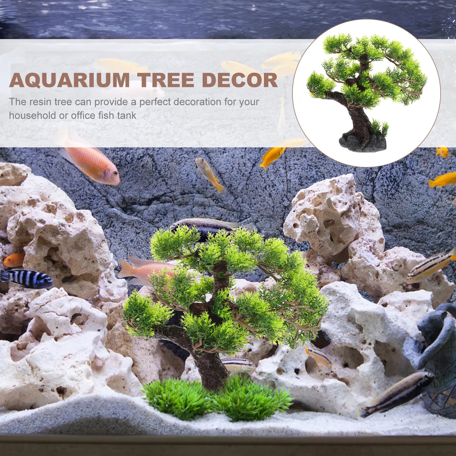 Resin Aquarium Tree Decor Simulated Landscape Fish Tank Decoration Artificial Resin Bonsai Aquarium Plant Ornament