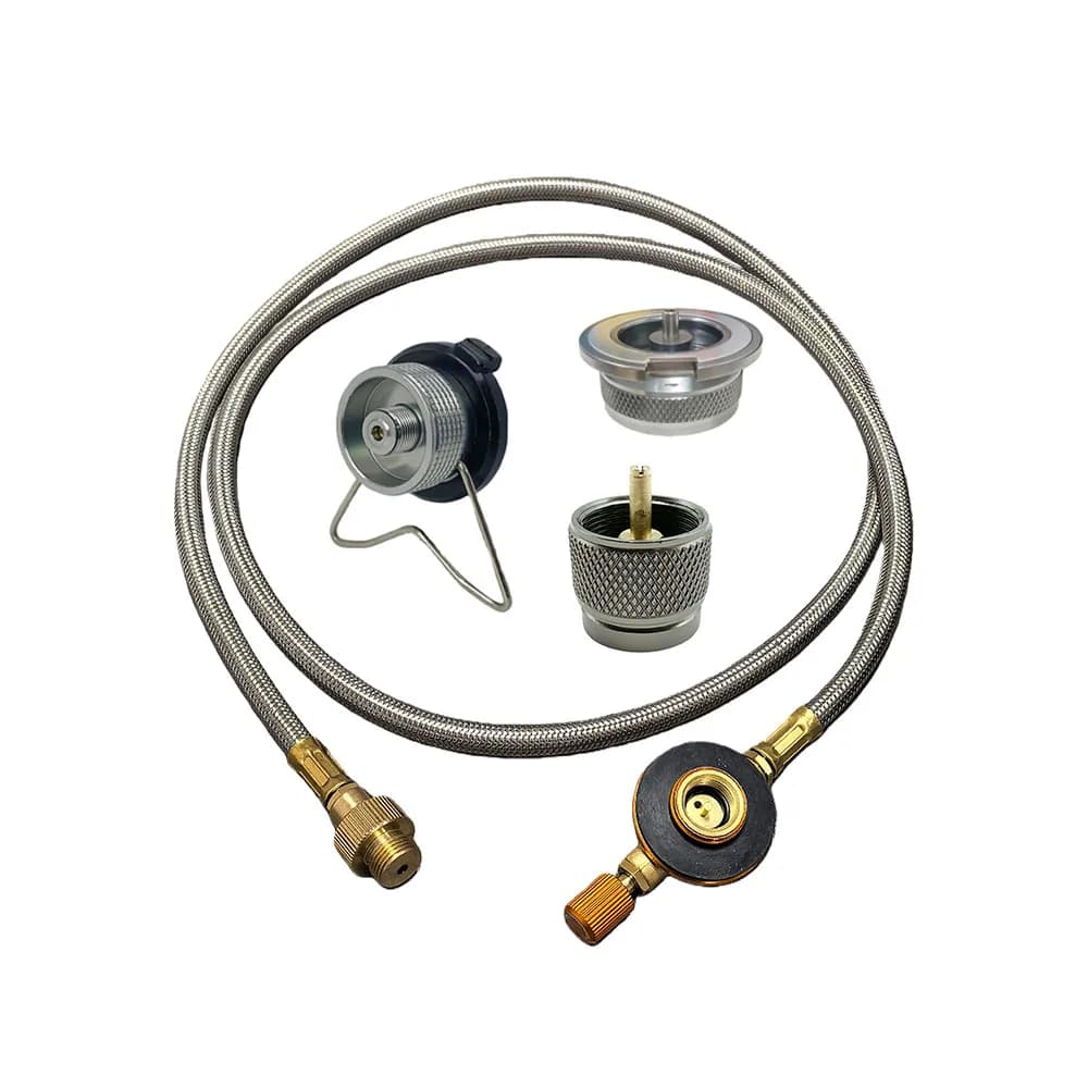 Linea di prolunga per tubo di collegamento per gonfiaggio del serbatoio del gas da campeggio all'aperto Linea di prolunga e adattatore per collegamento serbatoio del gas piatto da 1 m