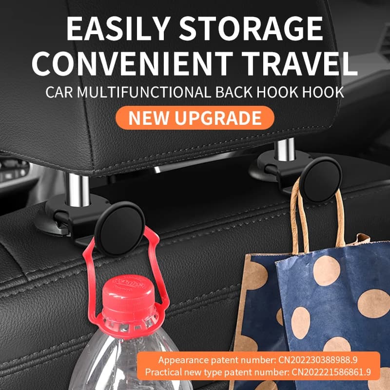 2 Ganci Appendiabiti per Poggiatesta Auto, Clip per Borse, Vestiti, Cappotti, Organizzatore per Auto, Accessori Interni