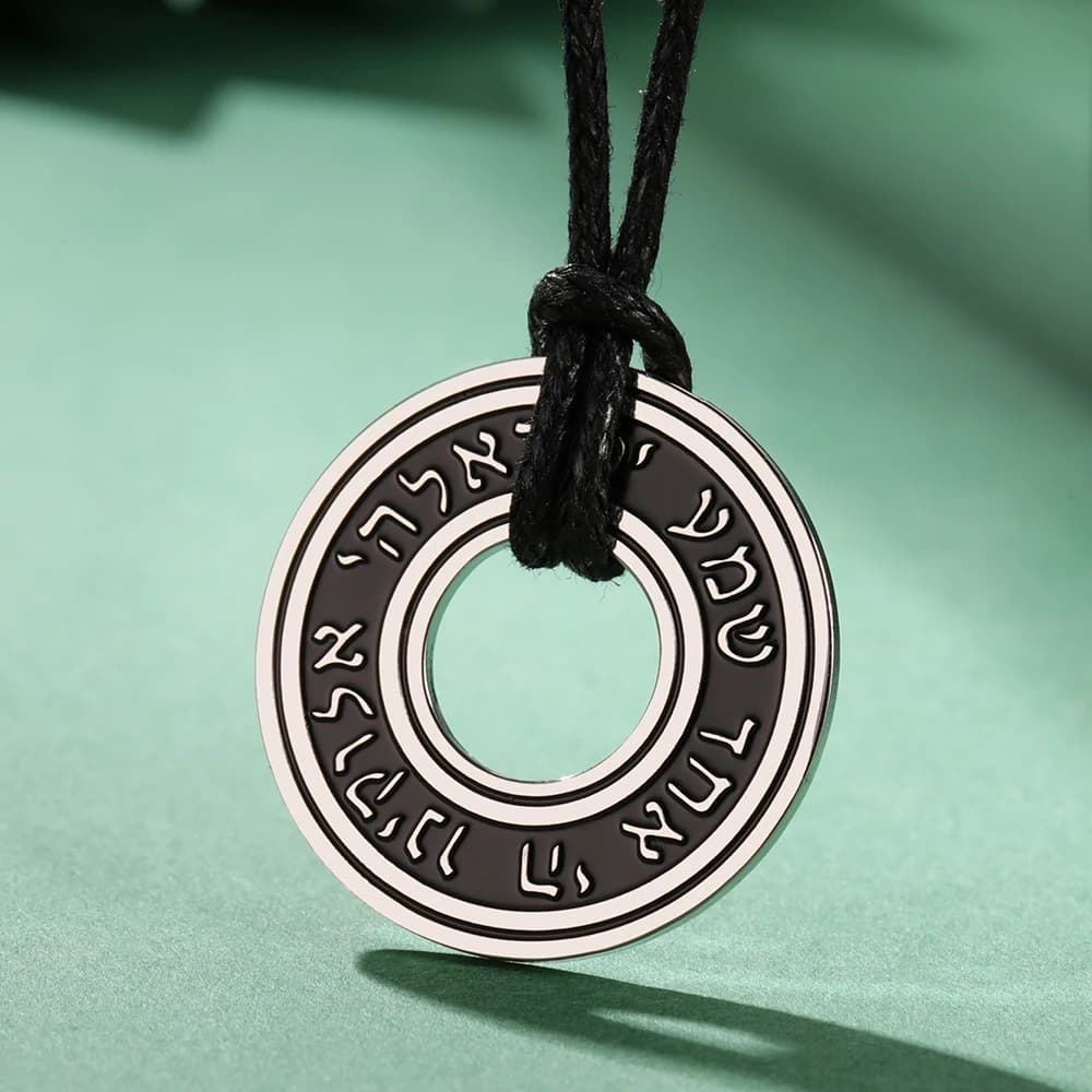 Dawapara Shema Israel Necklace Hebrew Prayer Pendant Spiritual Bible Blessing Necklace Stainless Steel Jewish Jewelry